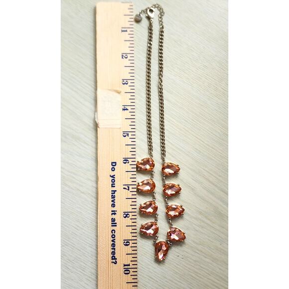 NECKLACE-LOFT-Pink/Apricot Color-Teardrop-Multi Rhinestones-Sparkle-Bling - Picture 8 of 12